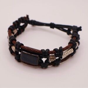 Adjustable Chunky Beaded Silver/Ceramic Bracelet